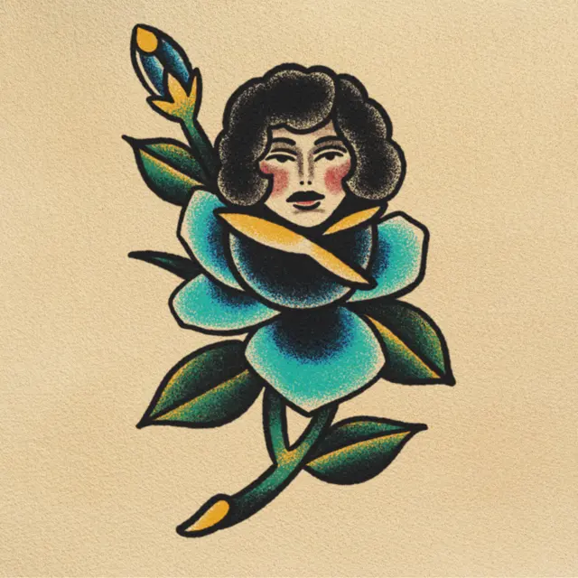 Lady Rose tattoo flash from DJ's collection