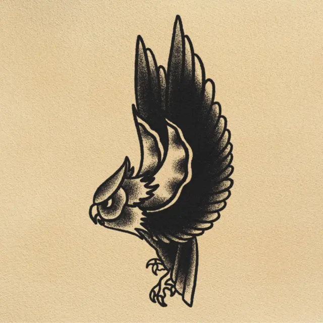 Owl tattoo flash from DJ's collection