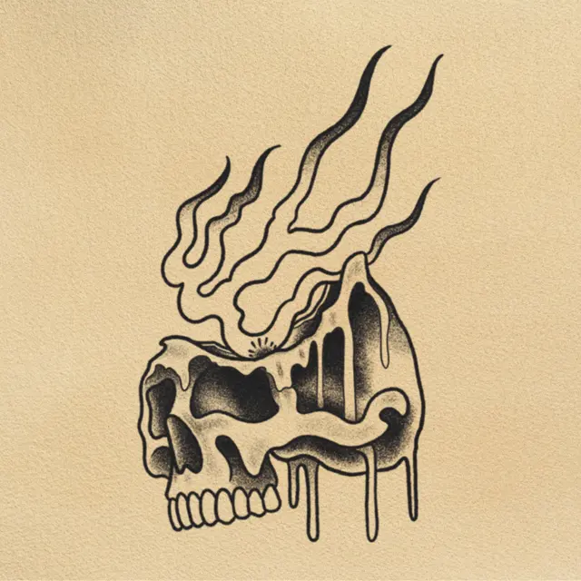 Arcane Rites — Skull Candle tattoo flash from DJ's collection