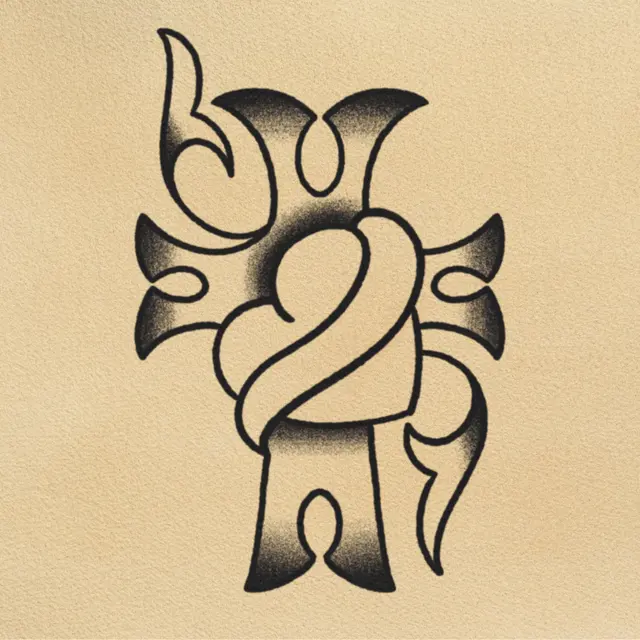 Heart Cross tattoo flash from DJ's collection