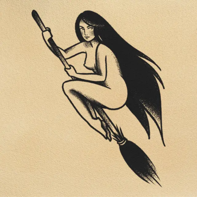 Witch tattoo flash from DJ's collection