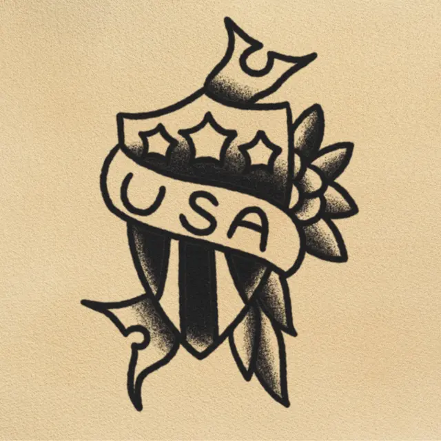 USA Shield tattoo flash from DJ's collection