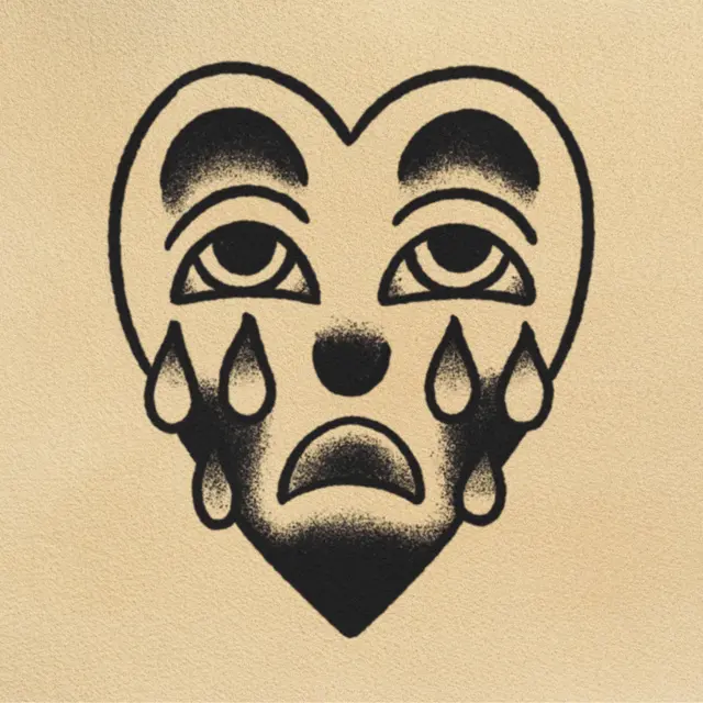 Sad Boy — Crying Heart tattoo flash from DJ's collection