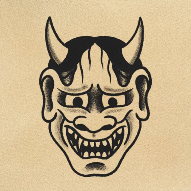 Hannya Mask tattoo flash from DJ's collection