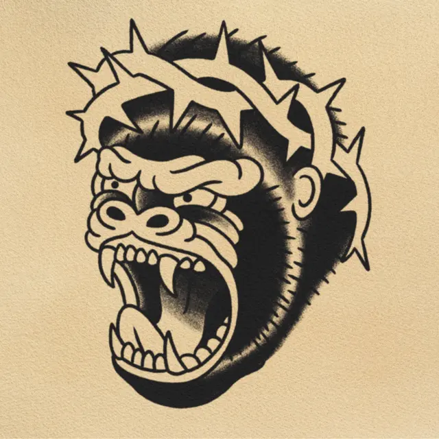 Gorilla Jesus tattoo flash from DJ's collection