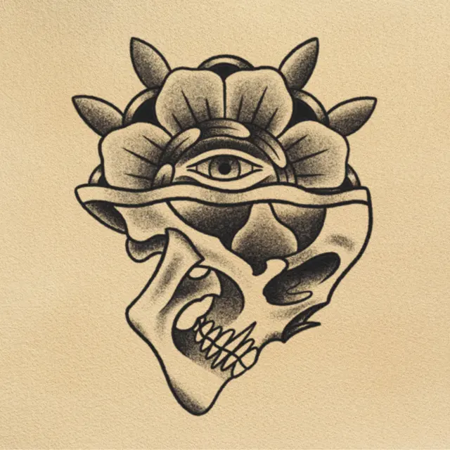 Skull Mandala tattoo flash from DJ's collection