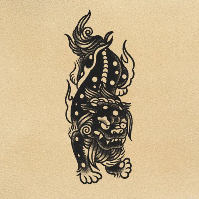 Foo Dog tattoo flash from DJ's collection