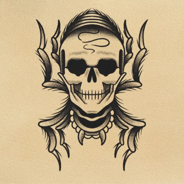 Spider Skull tattoo flash from DJ's collection