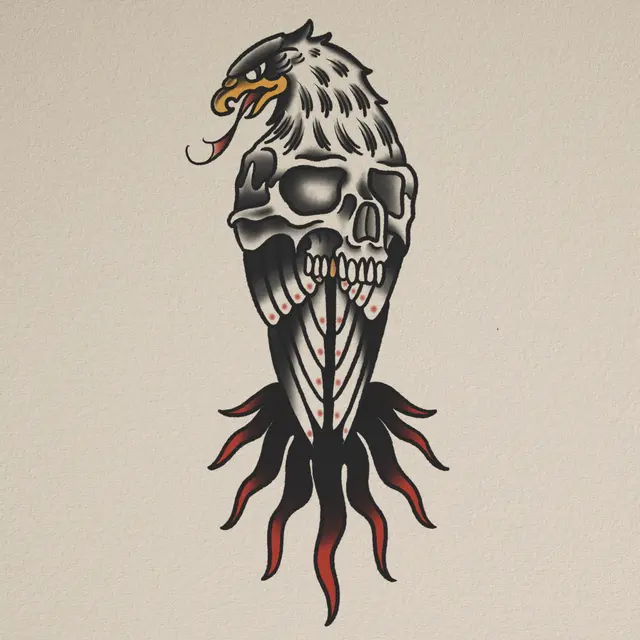 Black Metal Eagle tattoo flash from DJ's collection