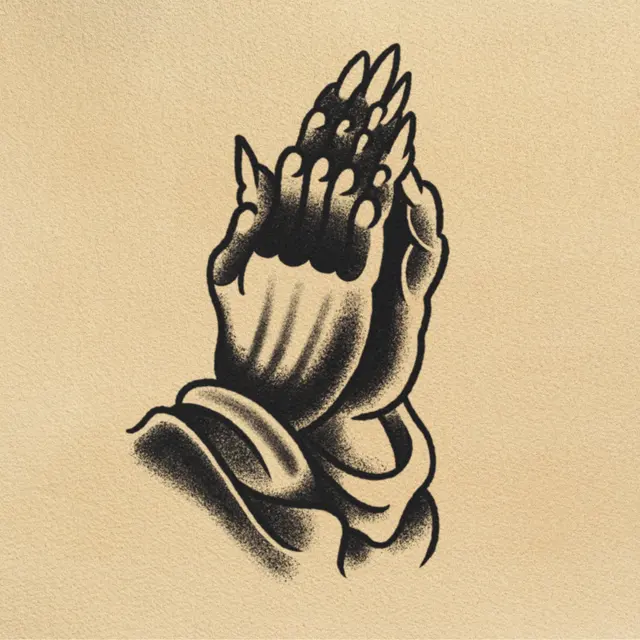 Prayer Position tattoo flash from DJ's collection