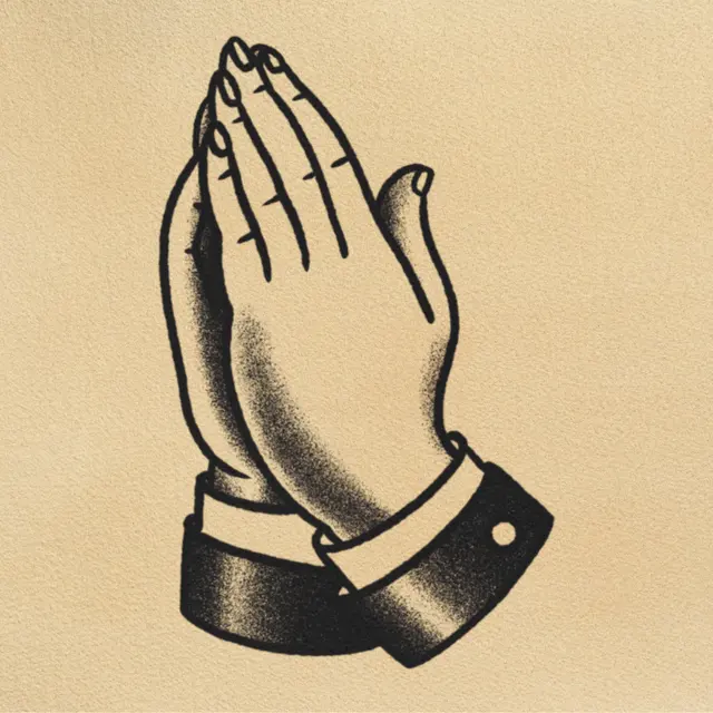 Prayer Hands tattoo flash from DJ's collection