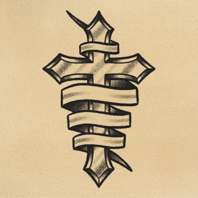 Cross tattoo flash from DJ's collection