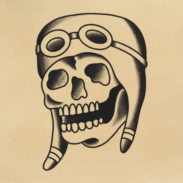 Flyboy — Pilot Skull tattoo flash from DJ's collection