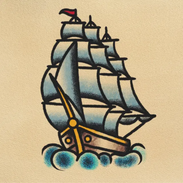 Clipper Ship tattoo flash from DJ's collection