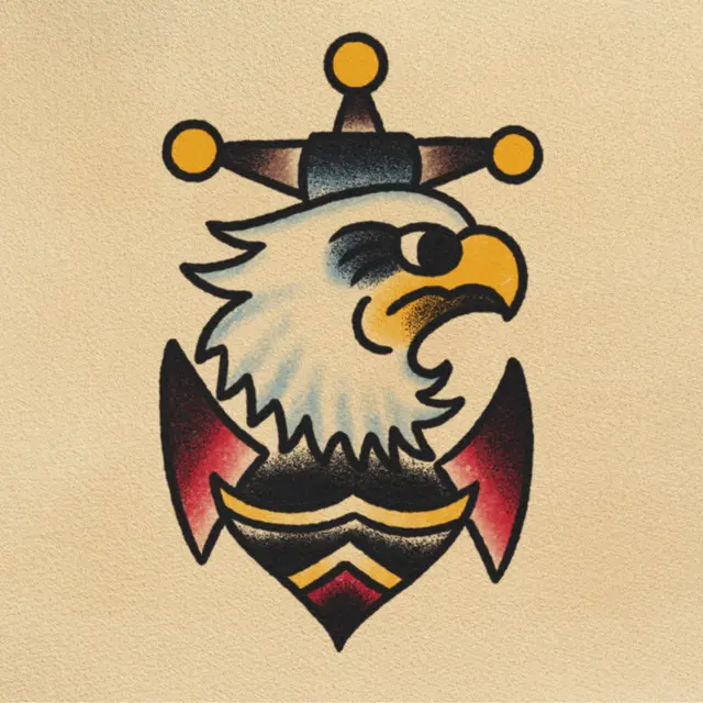Eagle Head Anchor tattoo flash from DJ's collection