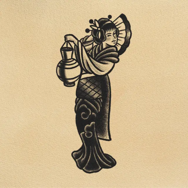 Geisha tattoo flash from DJ's collection