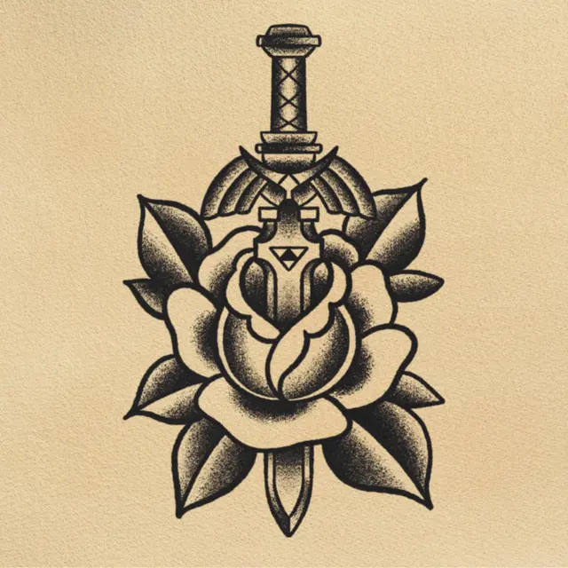 The Master Sword tattoo flash from DJ's collection