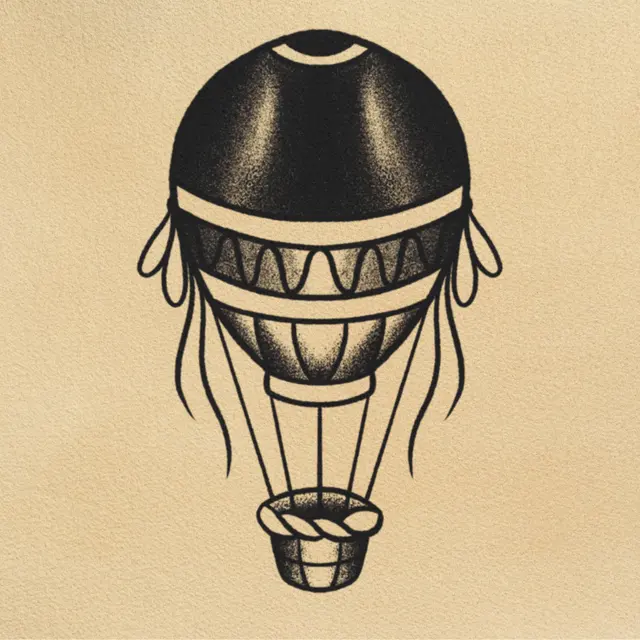Hot Air Balloon tattoo flash from DJ's collection