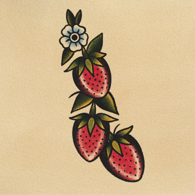 Strawberries tattoo flash from DJ's collection