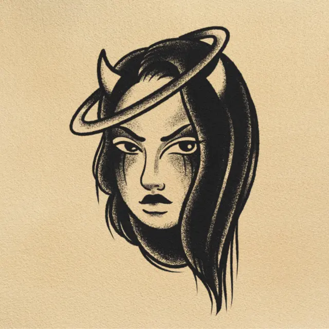 Halos and Horns tattoo flash from DJ's collection
