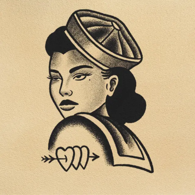 Sailor Girl tattoo flash from DJ's collection